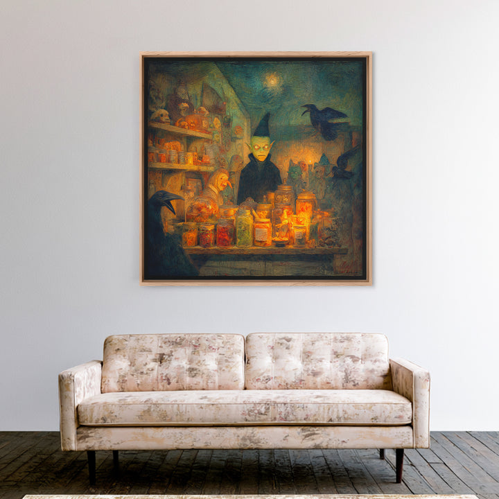 The Goblin Candy Shop, Expressionist Gothic Art, Square Wall Art, Dark Halloween Decor, Canvas Print, Halloween Wall Art, Gothic Home Decor