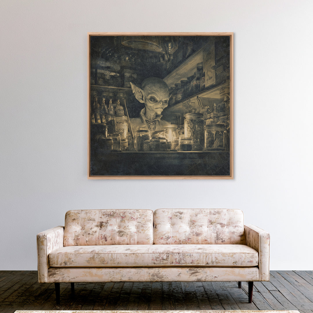 The Goblin Candy Shop, Biomechanical Horror Art, Square Wall Art, Macabre Wall Art, Canvas Print, Halloween Wall Art, Gothic Home Decor