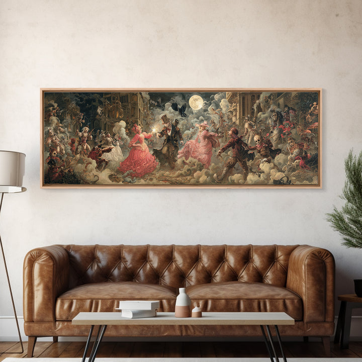 The Haunted Toy Parade, Gothic Engraving Art, Extra Wide Wall Art, Gothic Horror Wall Art, Canvas Print, Halloween Wall Art