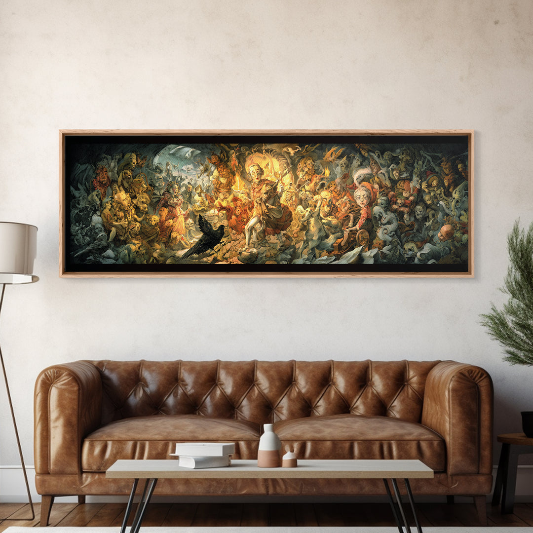 The Haunted Toy Parade, Dark Renaissance Art, Extra Wide Wall Art, Gothic Horror Wall Art, Canvas Print, Halloween Wall Art