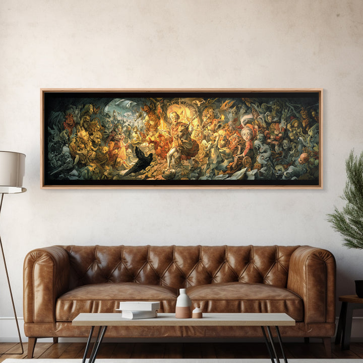 The Haunted Toy Parade, Dark Renaissance Art, Extra Wide Wall Art, Gothic Horror Wall Art, Canvas Print, Halloween Wall Art