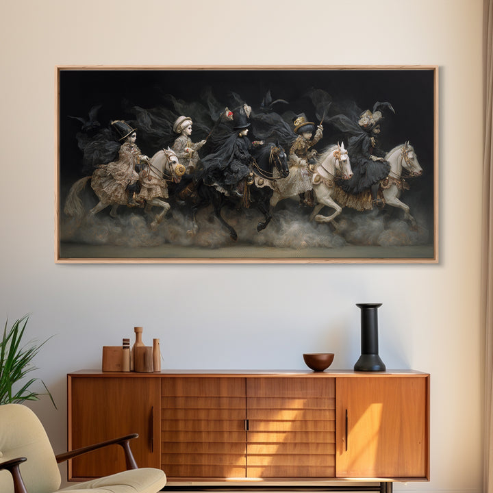 The Haunted Toy Parade, Dark Romantic Horror Art, Wide Panoramic Art, Gothic Horror Wall Art, Canvas Print, Halloween Wall Art