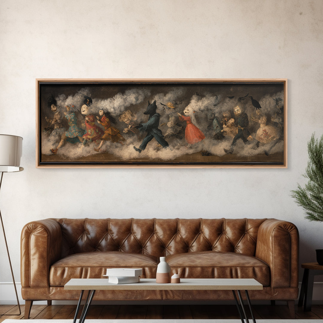 The Haunted Toy Parade, Symbolist Dream Art, Extra Wide Wall Art, Dark Fantasy Wall Art, Canvas Print, Halloween Wall Art