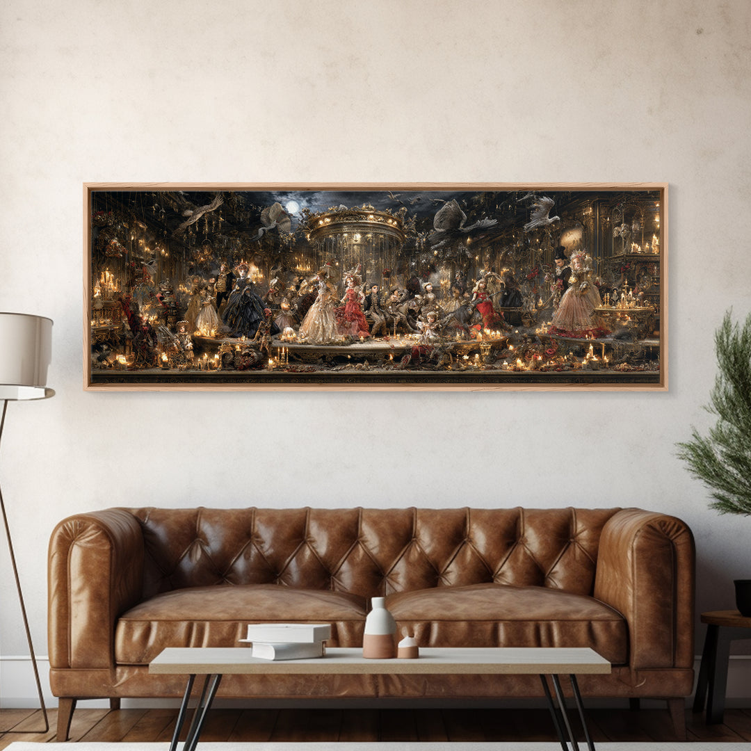The Haunted Toy Parade, Ornate Symbolist Art, Extra Wide Wall Art, Dark Fantasy Wall Art, Framed Canvas Print, Halloween Wall Art