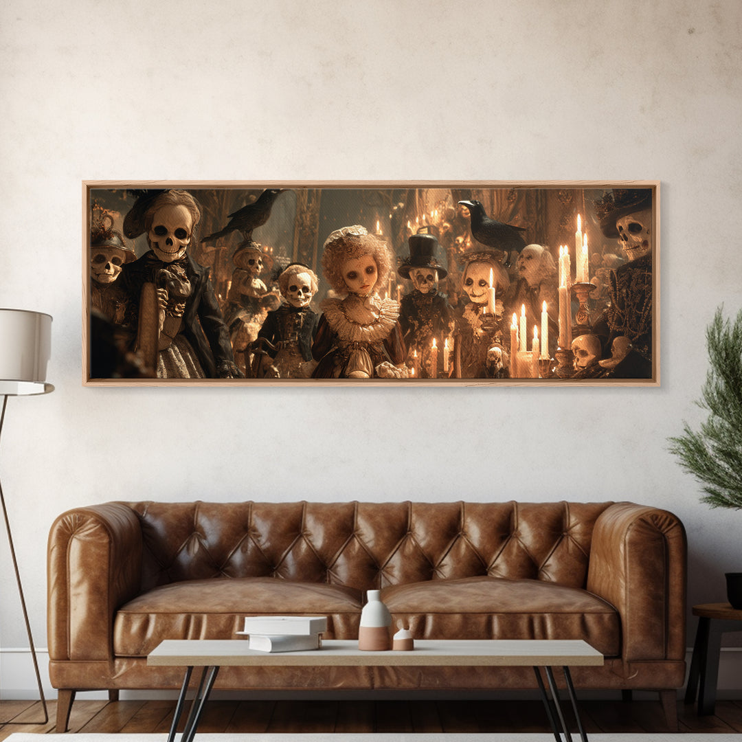 The Haunted Toy Parade, Decadent Gothic Art, Extra Wide Wall Art, Dark Halloween Decor, Canvas Print, Halloween Wall Art