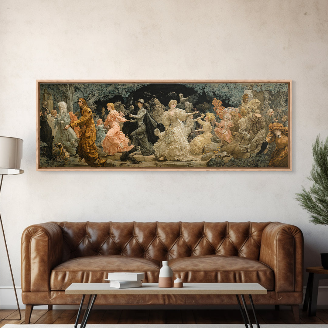 The Haunted Toy Parade, Symbolist Death Art, Extra Wide Wall Art, Macabre Wall Art, Framed Canvas Print, Halloween Wall Art