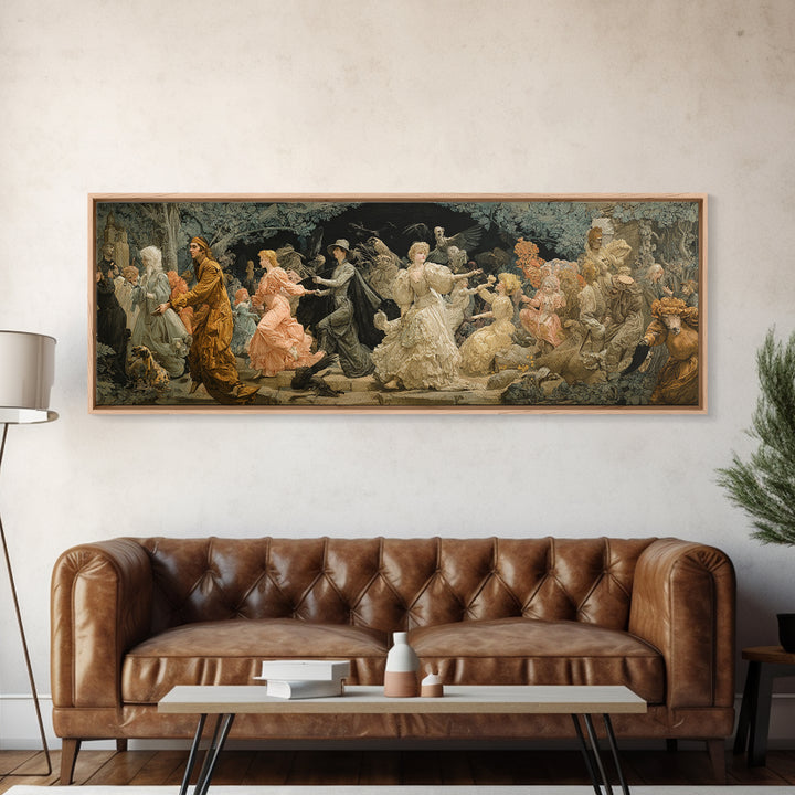 The Haunted Toy Parade, Symbolist Death Art, Extra Wide Wall Art, Macabre Wall Art, Framed Canvas Print, Halloween Wall Art