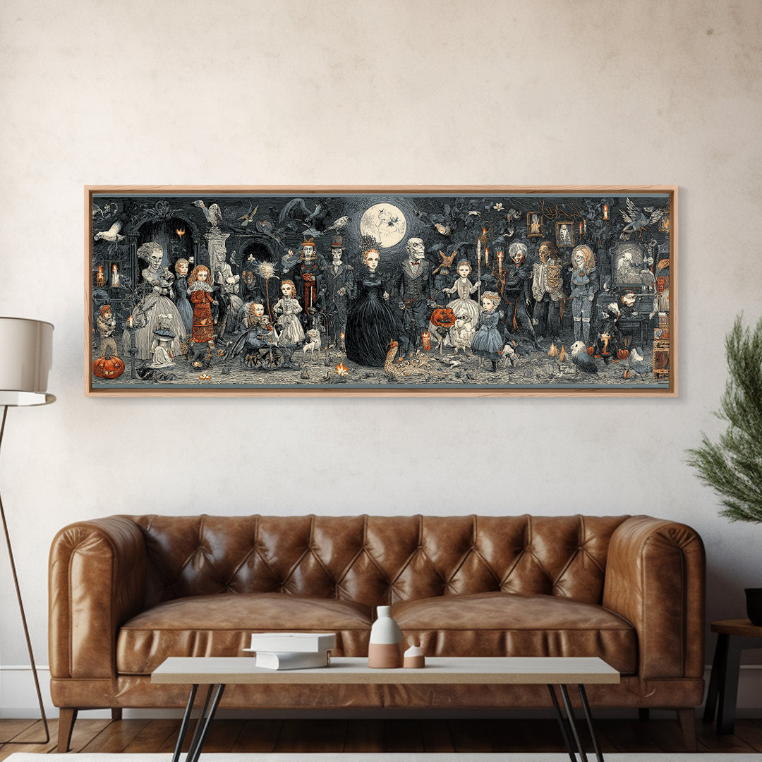 The Haunted Toy Parade, Victorian Macabre Art, Extra Wide Wall Art, Dark Fantasy Wall Art, Framed Canvas Print, Halloween Wall Art