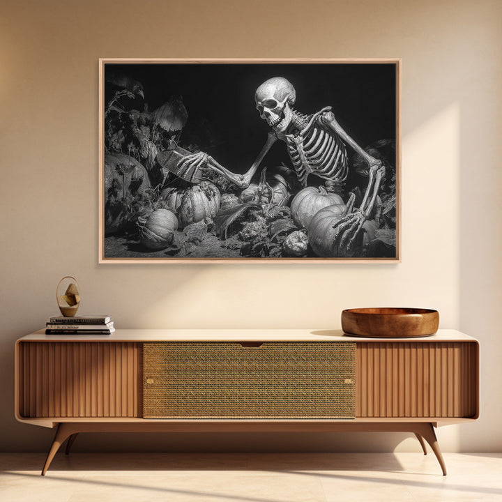 The Skeleton Gardeners, Biomechanical Horror Art, Landscape Wall Art, Gothic Horror Wall Art, Canvas Print, Halloween Wall Art