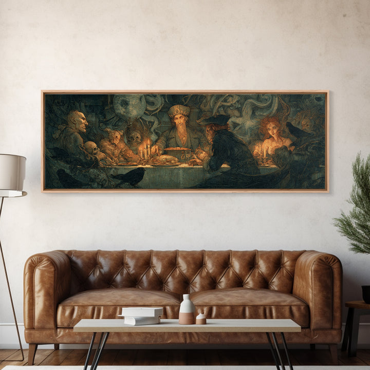 The Ghost Pirate Picnic, Dark Symbolist Art, Extra Wide Wall Art, Gothic Horror Wall Art, Framed Canvas Print, Halloween Wall Art