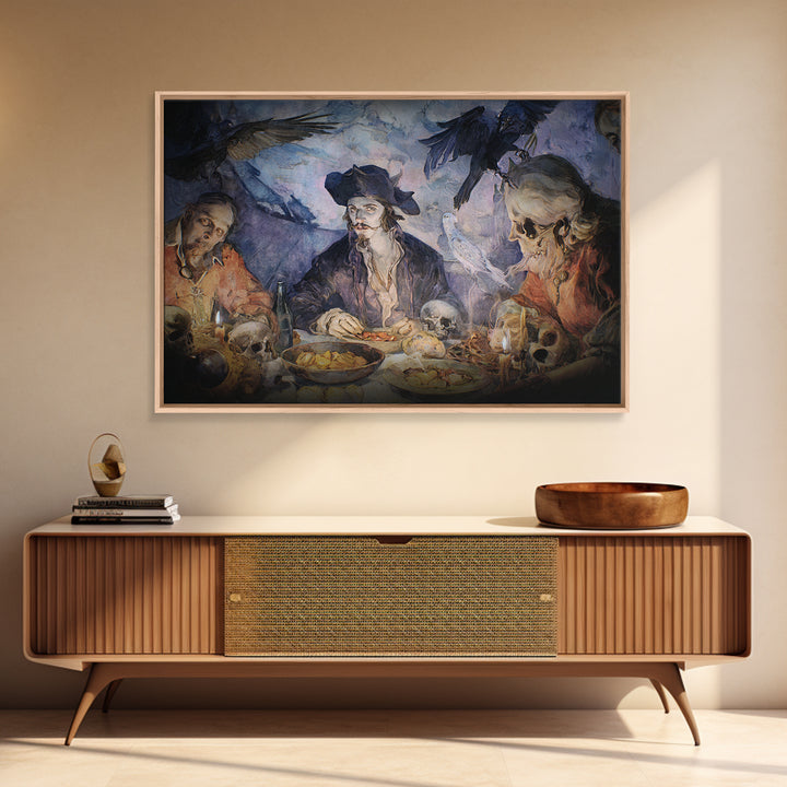 The Ghost Pirate Picnic, Expressionist Gothic Art, Landscape Wall Art, Dark Fantasy Wall Art, Canvas Print, Halloween Wall Art