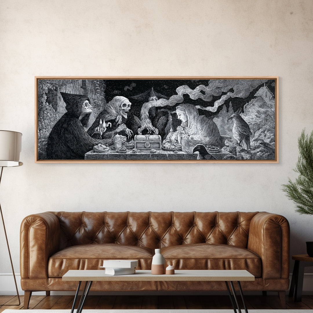 The Ghost Pirate Picnic, Victorian Macabre Art, Extra Wide Wall Art, Gothic Horror Wall Art, Canvas Print, Halloween Wall Art