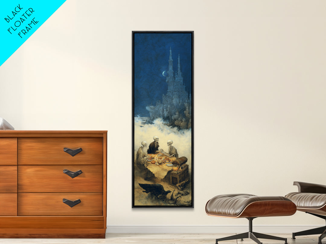 The Ghost Pirate Picnic, Surreal Apocalyptic Art, Tall Narrow Wall Art, Dark Fantasy Wall Art, Canvas Print, Halloween Wall Art