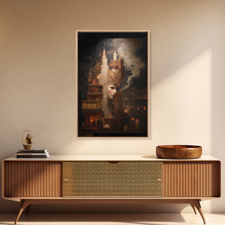 The Candy Corn Kingdom, Ornate Symbolist Art, Vertical Wall Art, Gothic Horror Wall Art, Framed Canvas Print, Halloween Wall Art