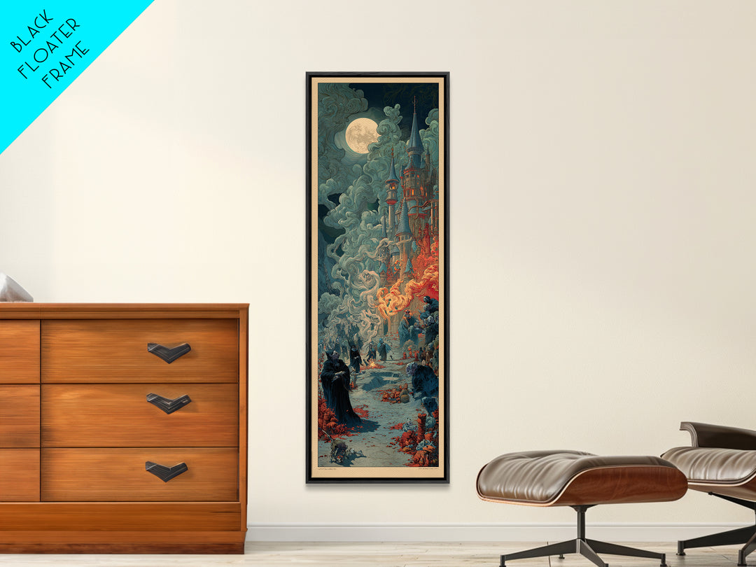 The Candy Corn Kingdom, Symbolist Etching Art, Tall Narrow Wall Art, Dark Halloween Decor, Canvas Print, Halloween Wall Art