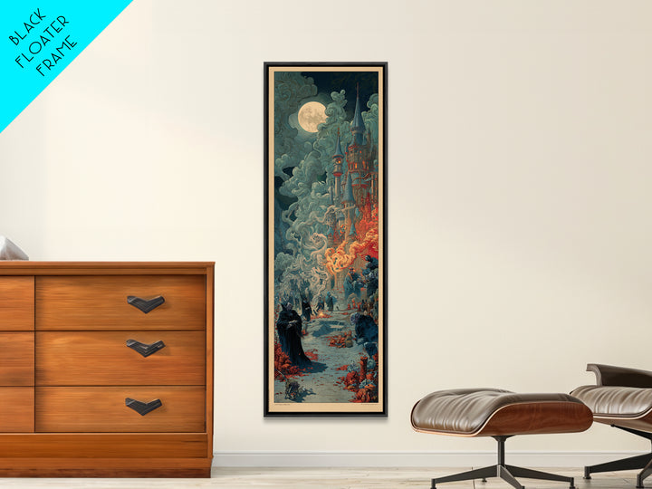 The Candy Corn Kingdom, Symbolist Etching Art, Tall Narrow Wall Art, Dark Halloween Decor, Canvas Print, Halloween Wall Art