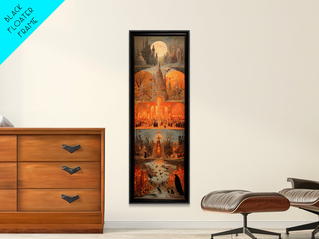 The Candy Corn Kingdom, Surreal Apocalyptic Art, Tall Narrow Wall Art, Dark Halloween Decor, Framed Canvas Print, Halloween Wall Art