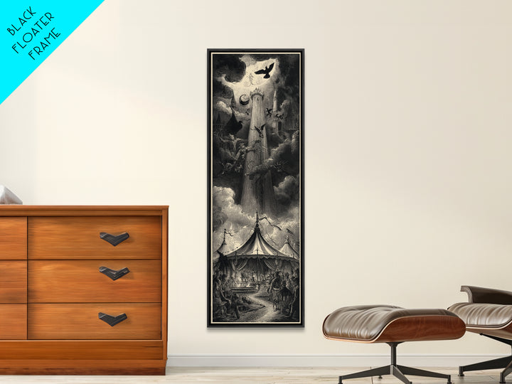 The Jack-O'-Lantern Circus, Gothic Engraving Art, Tall Narrow Wall Art, Gothic Horror Wall Art, Framed Canvas Print, Halloween Wall Art
