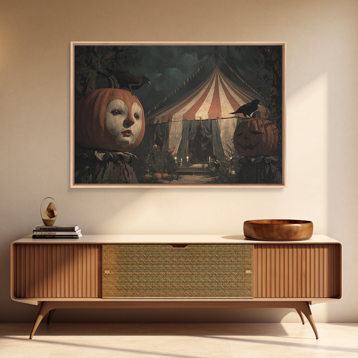 The Jack-O'-Lantern Circus, Symbolist Gothic Landscape, Landscape Wall Art, Dark Fantasy Wall Art, Canvas Print, Halloween Wall Art