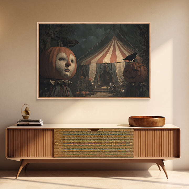 The Jack-O'-Lantern Circus, Symbolist Gothic Landscape, Landscape Wall Art, Dark Fantasy Wall Art, Canvas Print, Halloween Wall Art