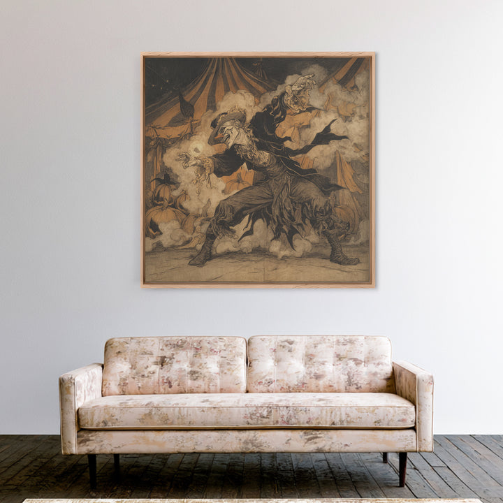 The Jack-O'-Lantern Circus, Decadent Gothic Art, Square Wall Art, Dark Halloween Decor, Canvas Print, Halloween Wall Art