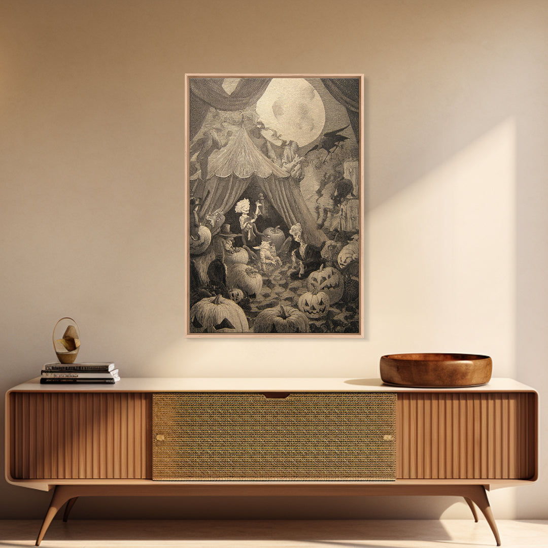 The Jack-O'-Lantern Circus, Victorian Macabre Art, Vertical Wall Art, Gothic Horror Wall Art, Canvas Print, Halloween Wall Art