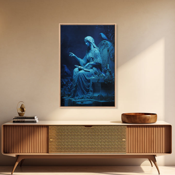 The Graveyard Book Club, Ornate Symbolist Art, Vertical Wall Art, Macabre Wall Art, Framed Canvas Print, Halloween Wall Art