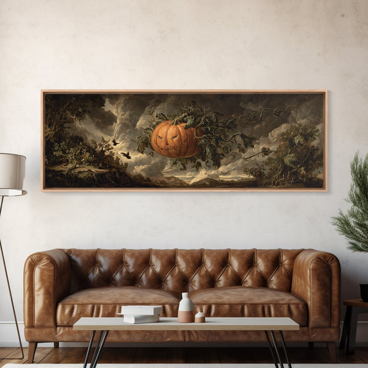 The Cosmic Pumpkin God, Baroque Witchcraft Art, Extra Wide Wall Art, Macabre Wall Art, Canvas Print, Halloween Wall Art, Halloween Decor