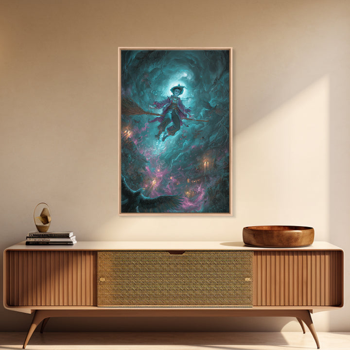 The Cyberpunk Witch, Dark Renaissance Art, Vertical Wall Art, Gothic Horror Wall Art, Canvas Print, Halloween Wall Art
