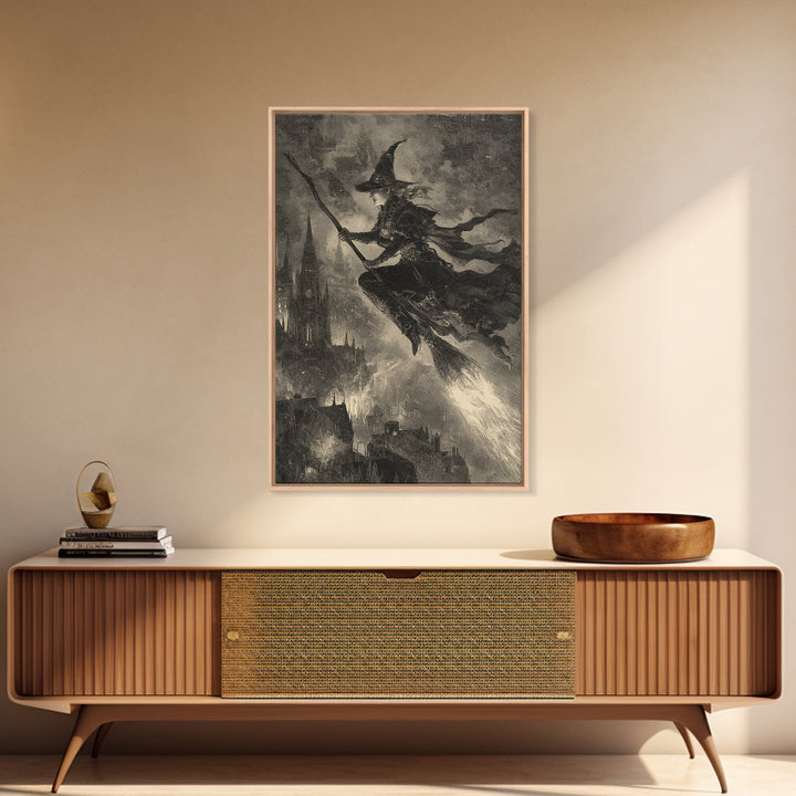 The Cyberpunk Witch, Decadent Gothic Art, Vertical Wall Art, Dark Fantasy Wall Art, Canvas Print, Halloween Wall Art