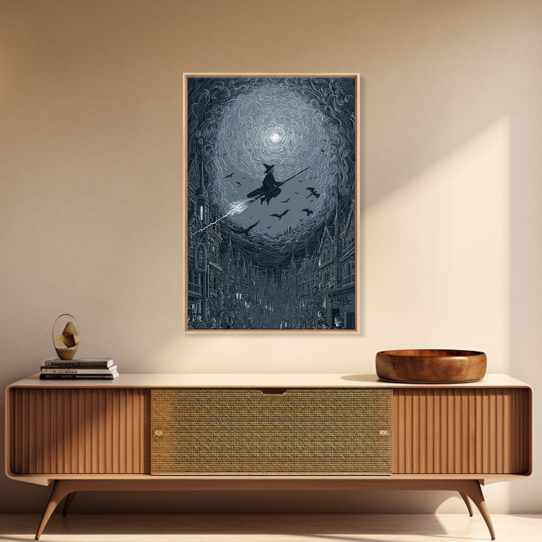 The Cyberpunk Witch, Victorian Macabre Art, Vertical Wall Art, Macabre Wall Art, Canvas Print, Halloween Wall Art, Horror Wall Art