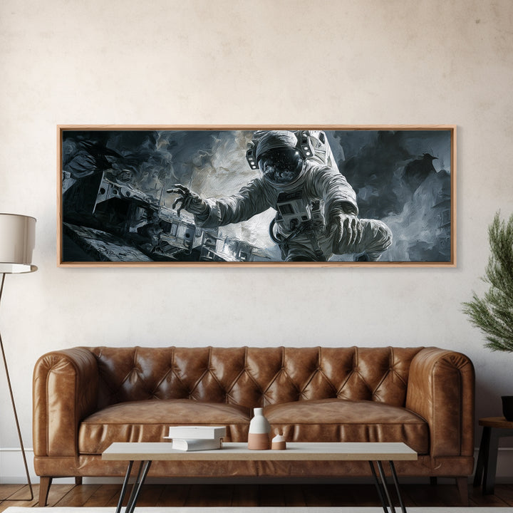 The Astronaut Ghost, Danse Macabre Art, Extra Wide Wall Art, Macabre Wall Art, Framed Canvas Print, Halloween Wall Art