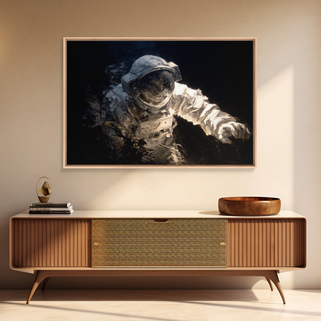 The Astronaut Ghost, Dark Romantic Horror Art, Landscape Wall Art, Macabre Wall Art, Framed Canvas Print, Halloween Wall Art