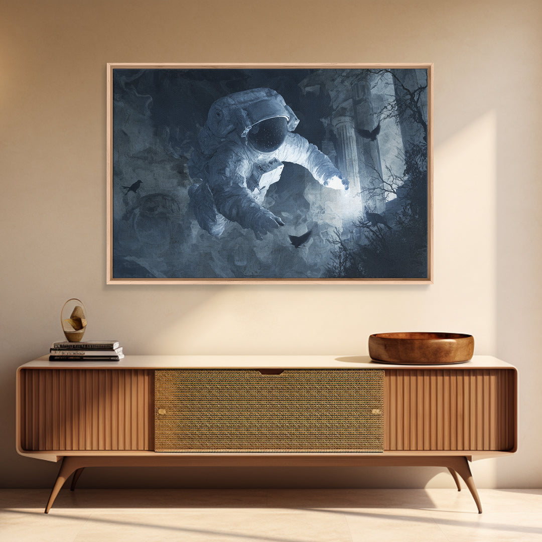 The Astronaut Ghost, Romantic Gothic Landscape, Landscape Wall Art, Dark Halloween Decor, Canvas Print, Halloween Wall Art