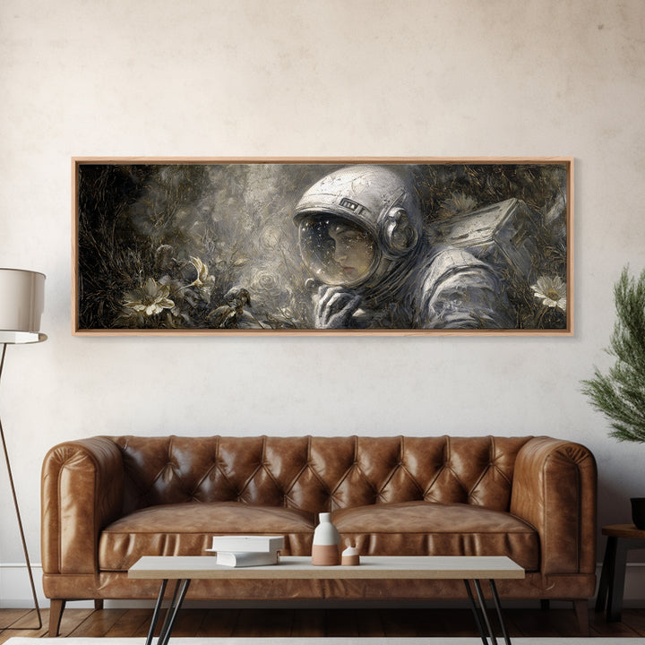 The Astronaut Ghost, Symbolist Dream Art, Extra Wide Wall Art, Gothic Horror Wall Art, Canvas Print, Halloween Wall Art
