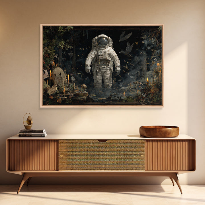 The Astronaut Ghost, Symbolist Gothic Landscape, Landscape Wall Art, Dark Halloween Decor, Framed Canvas Print, Halloween Wall Art