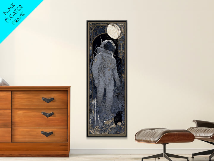 The Astronaut Ghost, Stained Glass Gothic Art, Tall Narrow Wall Art, Gothic Horror Wall Art, Framed Canvas Print, Halloween Wall Art