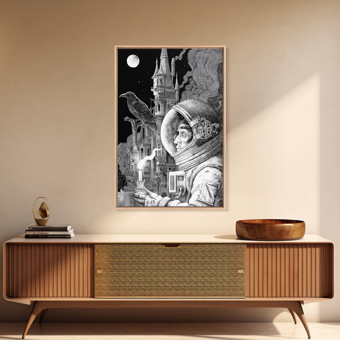 The Astronaut Ghost, Victorian Macabre Art, Vertical Wall Art, Dark Fantasy Wall Art, Canvas Print, Halloween Wall Art, Halloween Decor