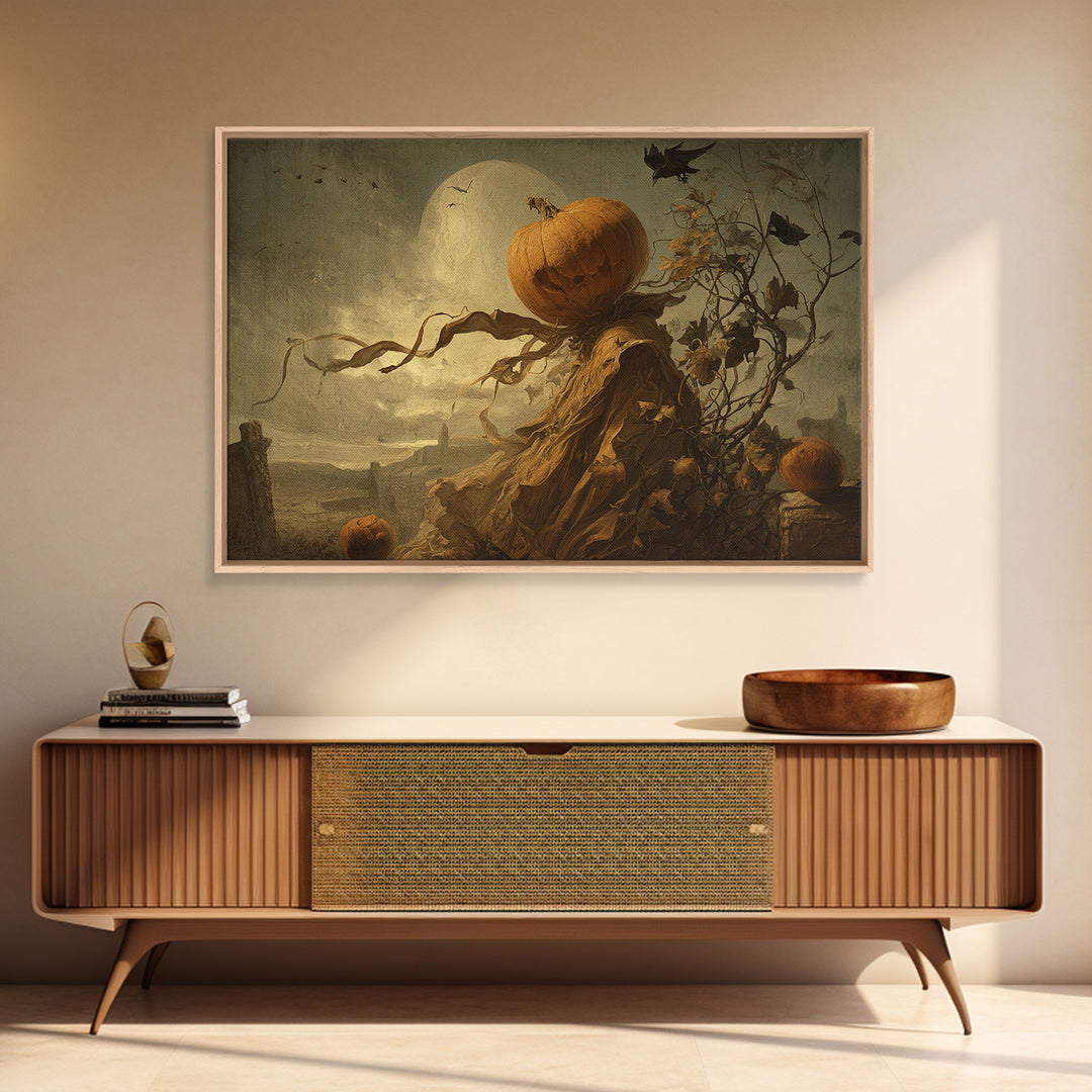 The Alien Pumpkin Patch, Romantic Gothic Landscape, Landscape Wall Art, Dark Halloween Decor, Canvas Print, Halloween Wall Art