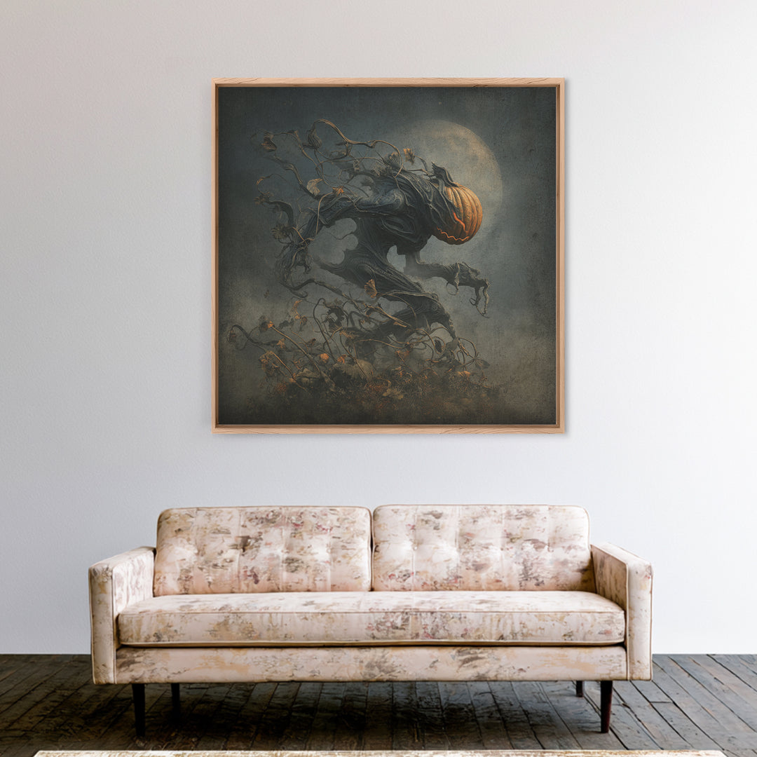The Alien Pumpkin Patch, Biomechanical Horror Art, Square Wall Art, Dark Fantasy Wall Art, Framed Canvas Print, Halloween Wall Art