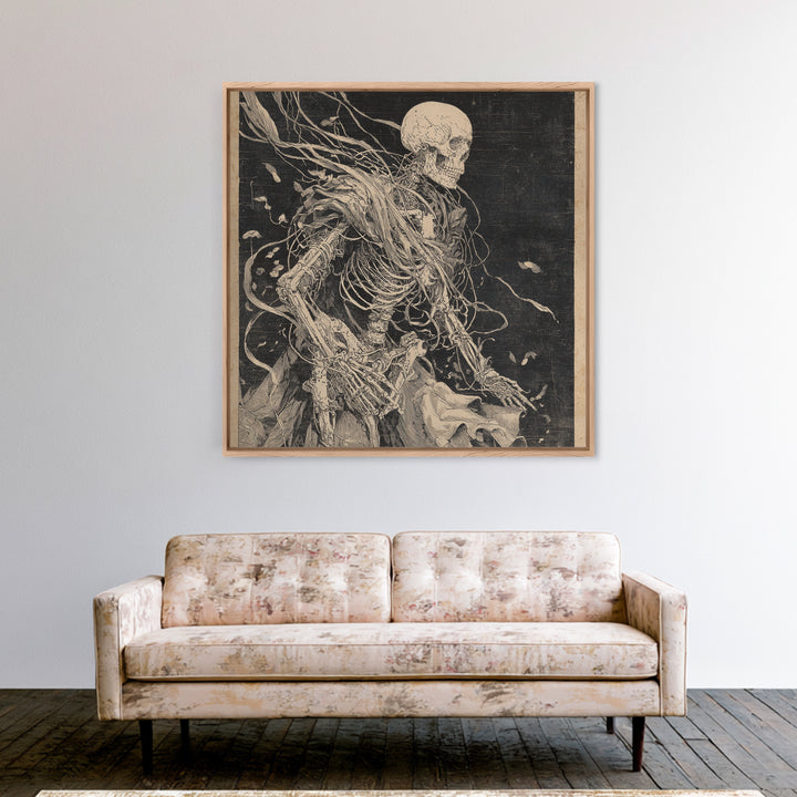 The Biomechanical Skeleton, Decadent Gothic Art, Square Wall Art, Macabre Wall Art, Canvas Print, Halloween Wall Art