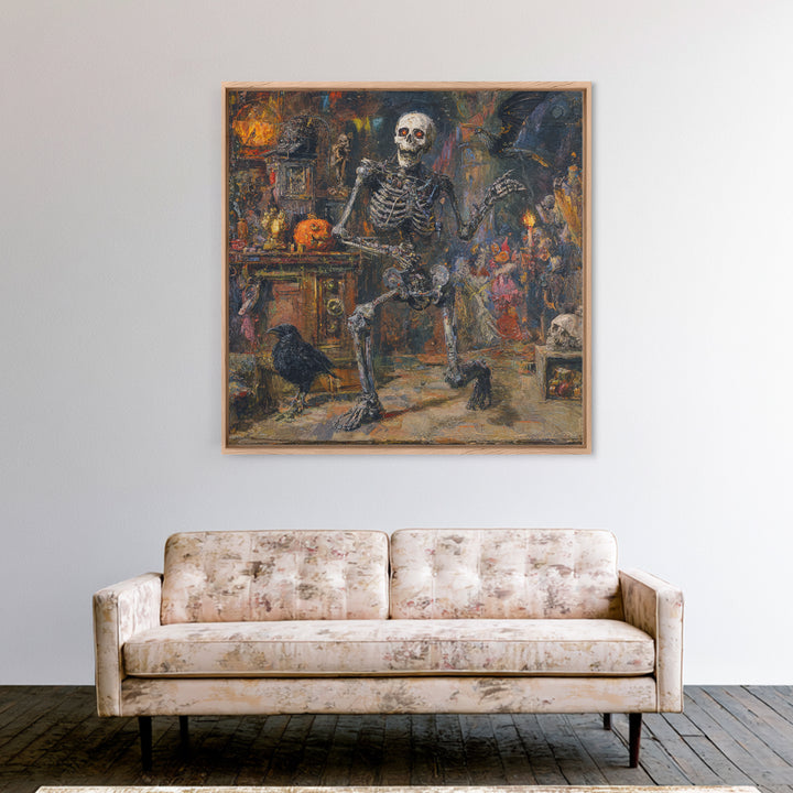 The Biomechanical Skeleton, Grotesque Carnival Art, Square Wall Art, Dark Halloween Decor, Canvas Print, Halloween Wall Art