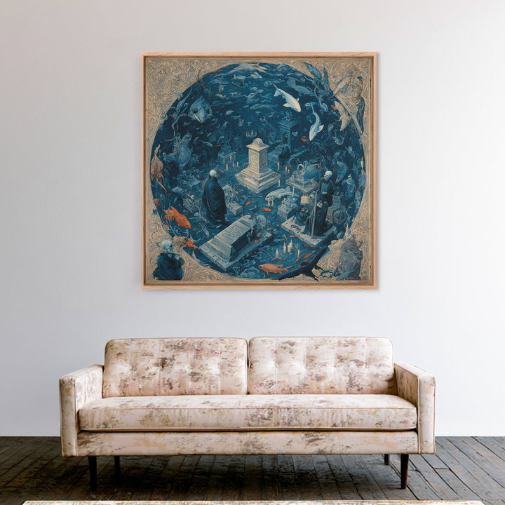 The Underwater Graveyard, Danse Macabre Art, Square Wall Art, Dark Fantasy Wall Art, Canvas Print, Halloween Wall Art