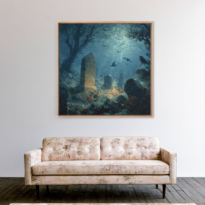 The Underwater Graveyard, Baroque Witchcraft Art, Square Wall Art, Gothic Horror Wall Art, Canvas Print, Halloween Wall Art