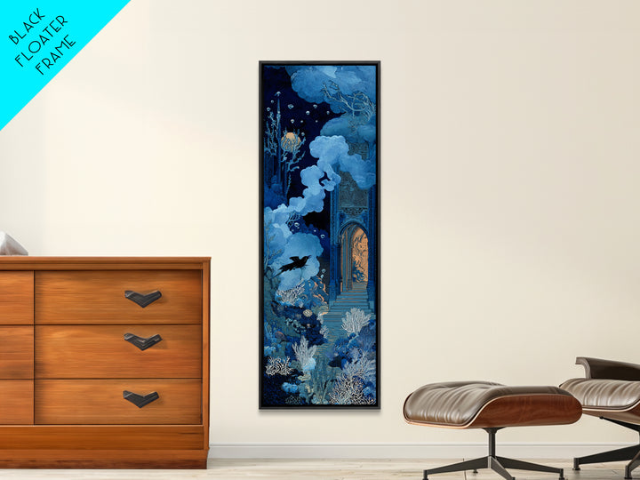 The Underwater Graveyard, Stained Glass Gothic Art, Tall Narrow Wall Art, Dark Halloween Decor, Canvas Print, Halloween Wall Art