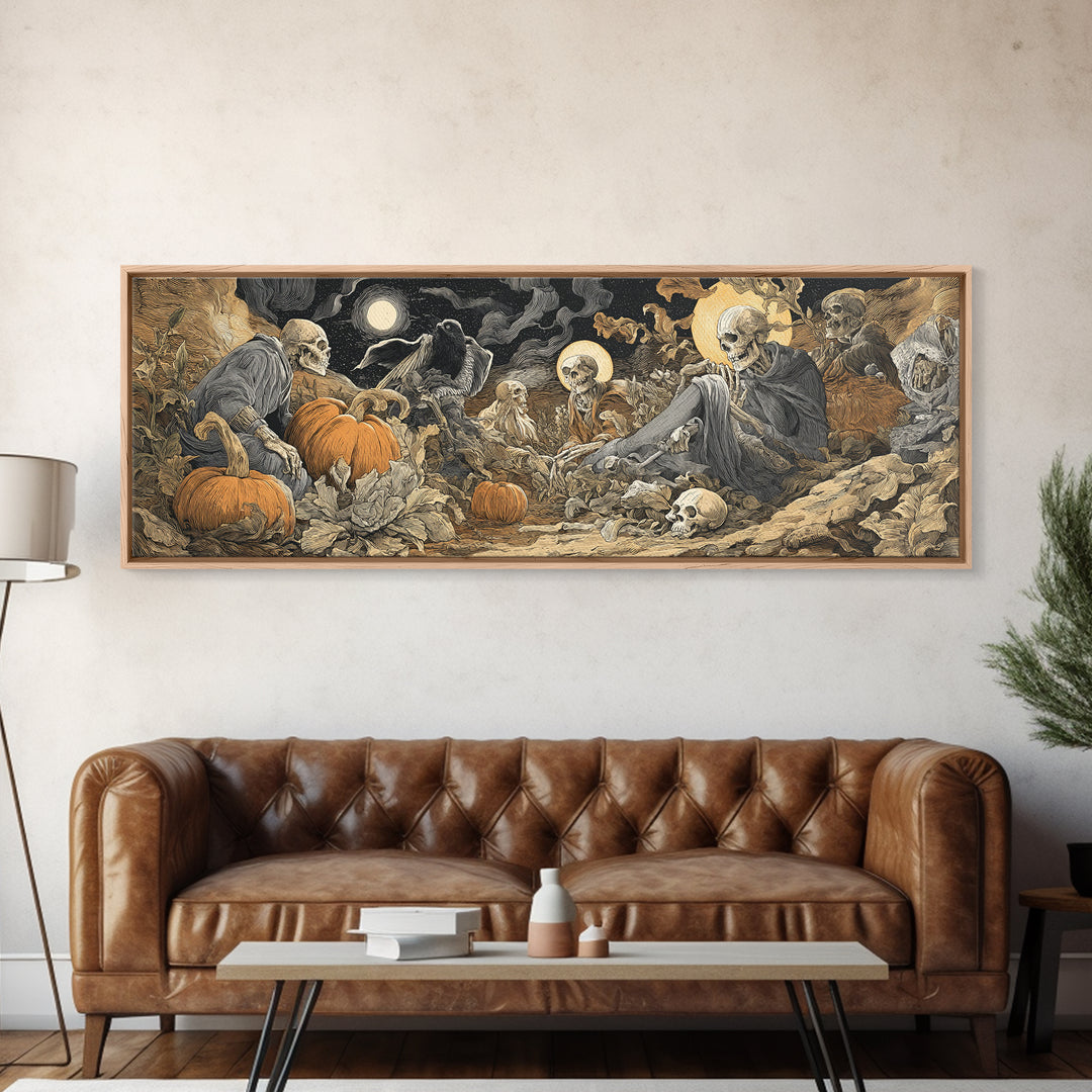 Desert Halloween, Dark Renaissance Art, Extra Wide Wall Art, Dark Fantasy Wall Art, Canvas Print, Halloween Wall Art