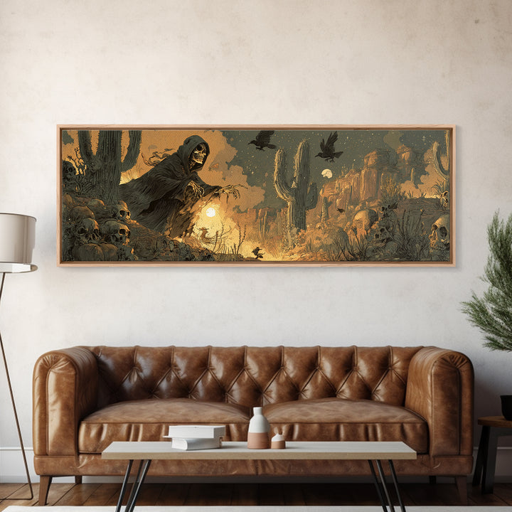 Desert Halloween, Dark Romantic Horror Art, Extra Wide Wall Art, Gothic Horror Wall Art, Canvas Print, Halloween Wall Art