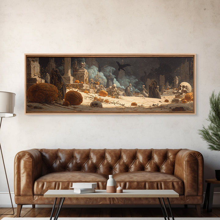 Desert Halloween, Ornate Symbolist Art, Extra Wide Wall Art, Gothic Horror Wall Art, Canvas Print, Halloween Wall Art