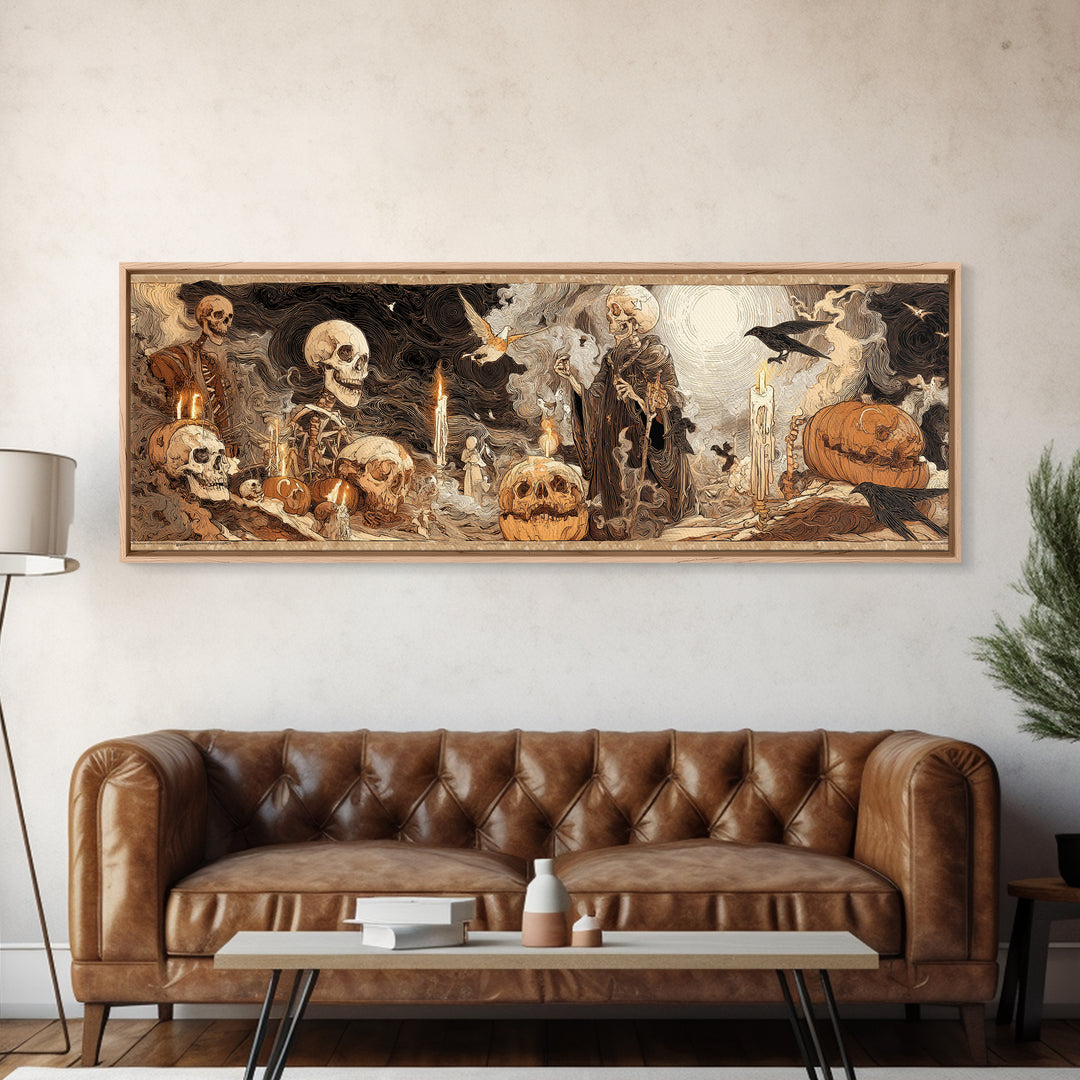 Desert Halloween, Decadent Gothic Art, Extra Wide Wall Art, Dark Halloween Decor, Canvas Print, Halloween Wall Art, Spooky Wall Decor
