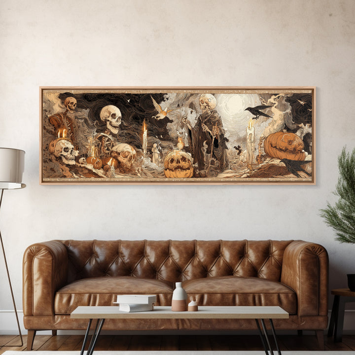 Desert Halloween, Decadent Gothic Art, Extra Wide Wall Art, Dark Halloween Decor, Canvas Print, Halloween Wall Art, Spooky Wall Decor